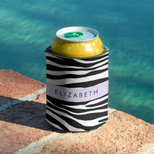 Zebra Print, Stripes, Black And White, Your Name Can Cooler