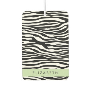 Zebra Print, Stripes, Black And White, Your Name Car Air Freshener