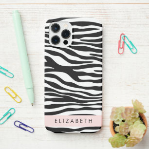 Zebra Print, Stripes, Black And White, Your Name iPhone 12 Pro Case