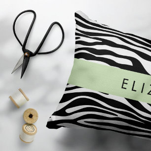Zebra Print, Stripes, Black And White, Your Name Pillowcase