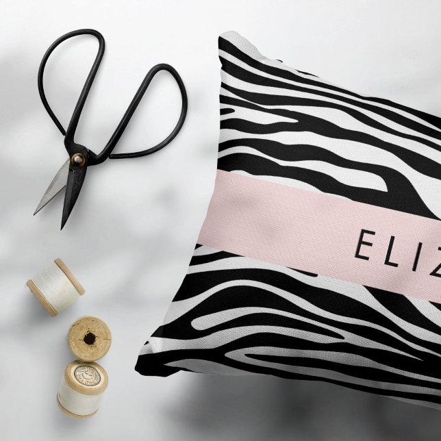 Zebra Print, Stripes, Black And White, Your Name Pillowcase (Creator Uploaded)