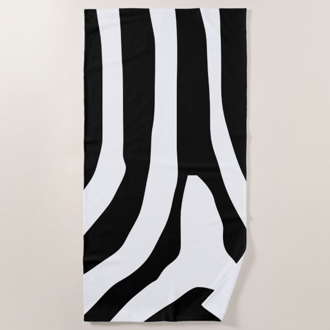 Zebra Print Stripes Pattern Beach Towel (Front)