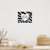 Zebra Print Stripes White Heart Poster (Kitchen)