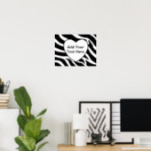 Zebra Print Stripes White Heart Poster (Home Office)