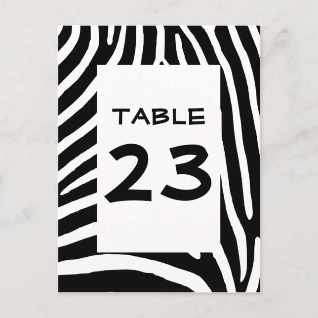 Zebra Print Table Number Postcard (Front)