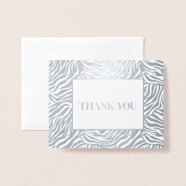 Zebra Print Thank You Foil Card (Front With Envelope)