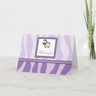 Zebra Print Thank You - Purple Card