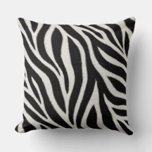 Zebra Print Throw Pillow | Black and White Animal