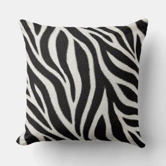 Zebra Print Throw Pillow | Black and White Animal