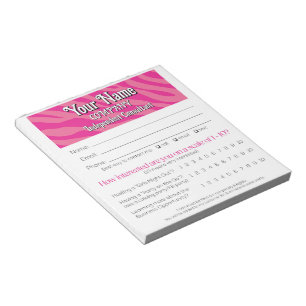 Zebra Print Vendor Leads Drawing Win Slip Notepad