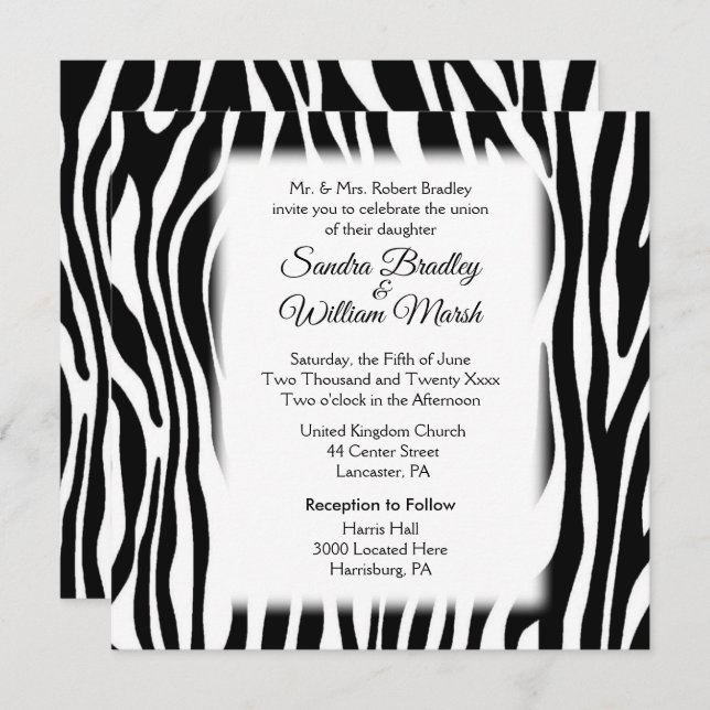 Zebra Print  Wedding Invitation (Front/Back)
