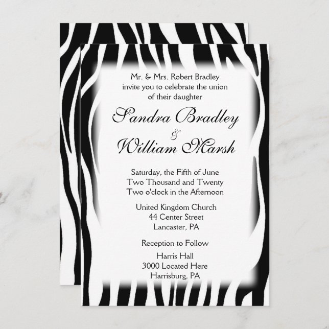 Zebra Print  Wedding Invitation (Front/Back)