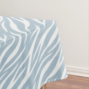Zebra Print White Powder Blue Cute Modern Pattern Tablecloth