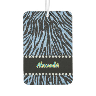 Zebra print with blue and black accents car air freshener