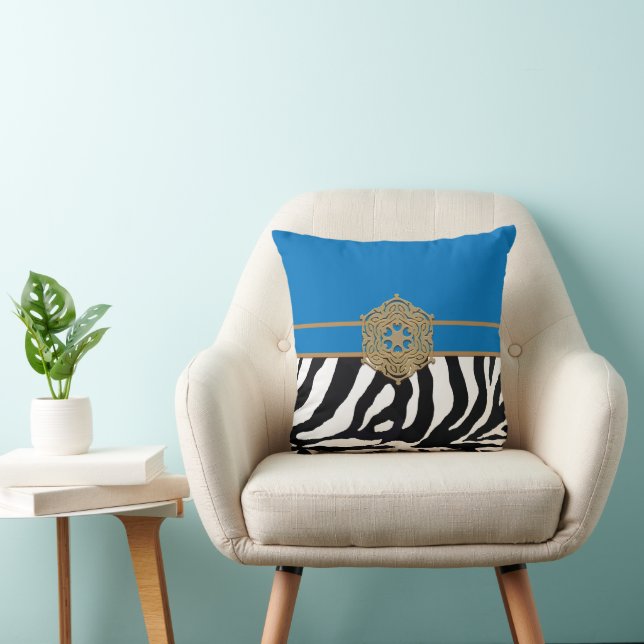 Zebra Print with Blue Cushion (Chair)