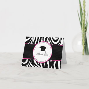 Zebra Print with Cap: Pink Thank You Card