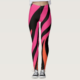 Zebra Print with Pink and Orange Colours Leggings