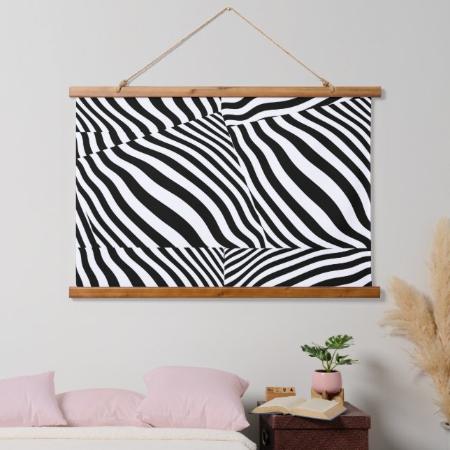 Zebra Print Wood Topped Hanging Tapestry (Bedroom)