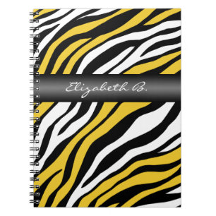 Zebra Print Yellow Mix Personalised Notebook