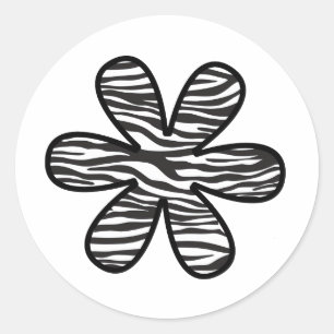 Zebra Print, Zebra Stripes, Animal Print, Flower Classic Round Sticker