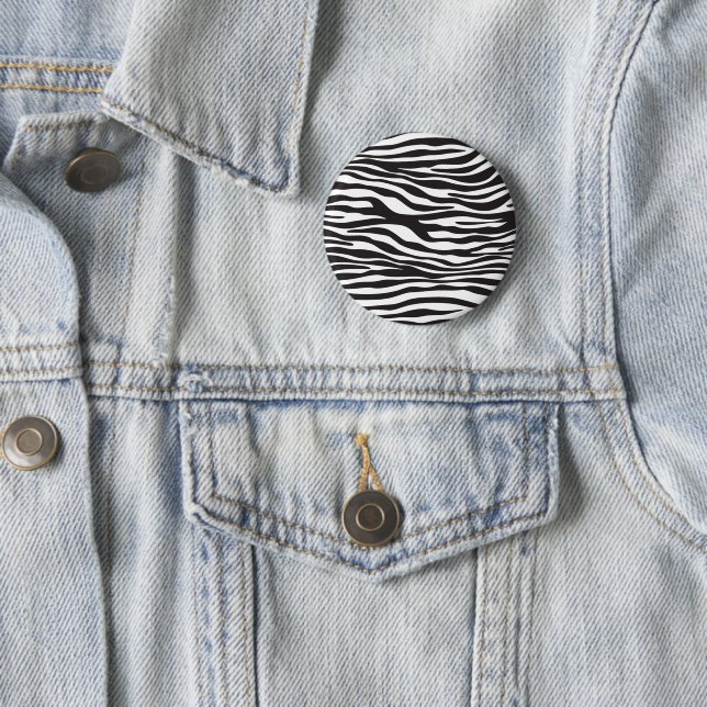 Zebra Print, Zebra Stripes, Black And White 6 Cm Round Badge (In Situ)