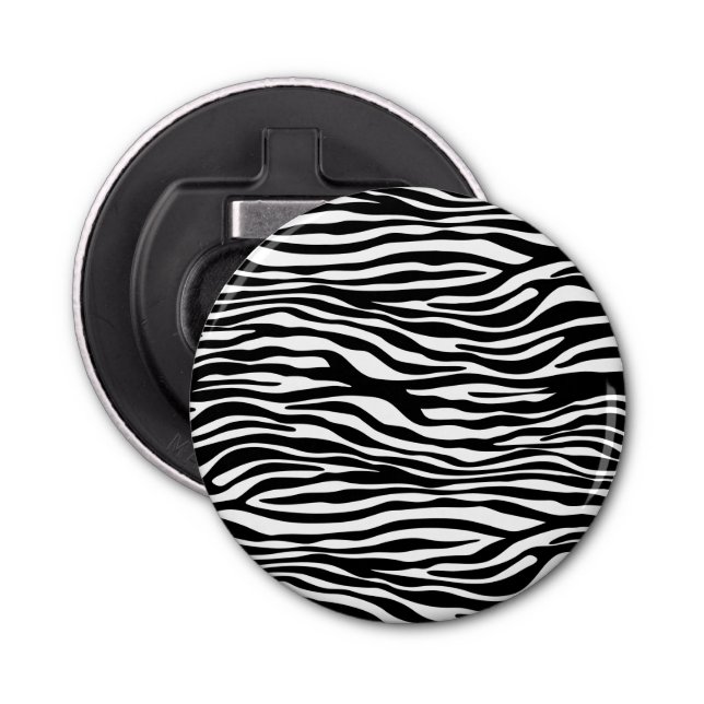 Zebra Print, Zebra Stripes, Black And White Bottle Opener (Front)