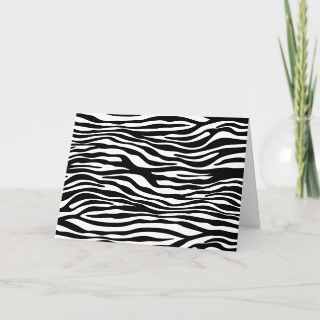 Zebra Print, Zebra Stripes, Black And White Card (Front)