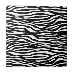 Zebra Print, Zebra Stripes, Black And White Ceramic Tile
