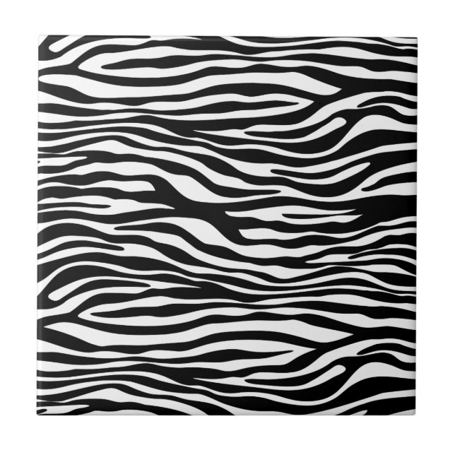 Zebra Print, Zebra Stripes, Black And White Ceramic Tile (Front)