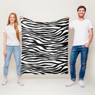 Zebra Print, Zebra Stripes, Black And White Fleece Blanket