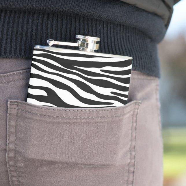 Zebra Print, Zebra Stripes, Black And White Hip Flask (In Situ)