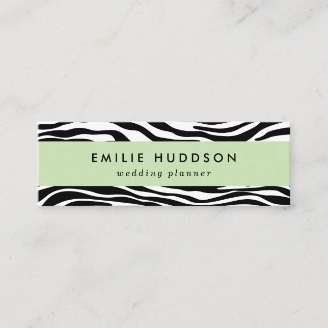 Zebra Print, Zebra Stripes, Black And White Mini Business Card (Front)