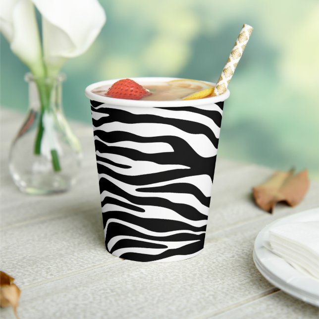 Zebra Print, Zebra Stripes, Black And White Paper Cups (Insitu)