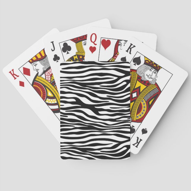 Zebra Print, Zebra Stripes, Black And White Playing Cards (Back)