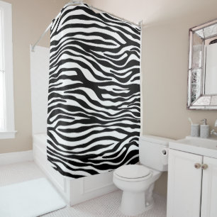 Zebra Print, Zebra Stripes, Black And White Shower Curtain