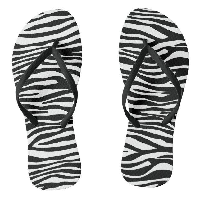 Zebra Print, Zebra Stripes, Black And White Thongs (Footbed)