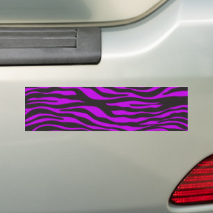 Zebra Print, Zebra Stripes, Purple Zebra, Jungle Bumper Sticker