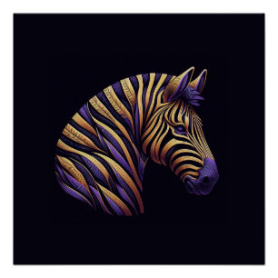 Zebra Purple Poster