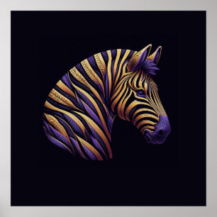 Zebra Purple Poster