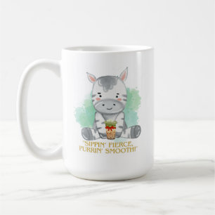 zebra quote cartoon drinking bobba tea coffee mug