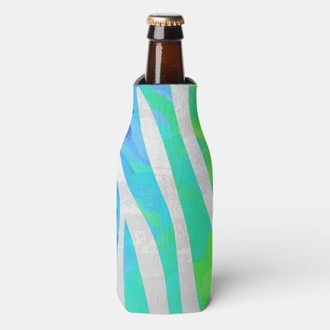 Zebra Rainbow and White Print Bottle Cooler (Bottle Front)