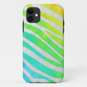 Zebra Rainbow and White Print iPhone 11 Case