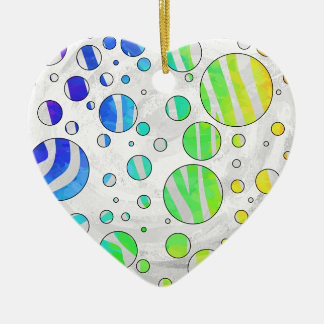Zebra Rainbow and White Print Ceramic Tree Decoration (Front)