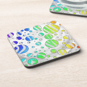 Zebra Rainbow and White Print Coaster