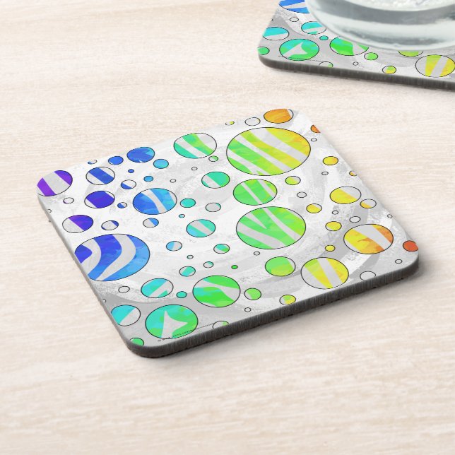 Zebra Rainbow and White Print Coaster (Left Side)