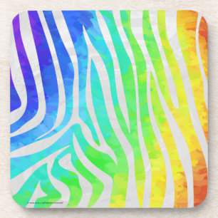 Zebra Rainbow and White Print Coaster