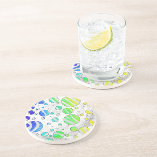 Zebra Rainbow and White Print Coaster