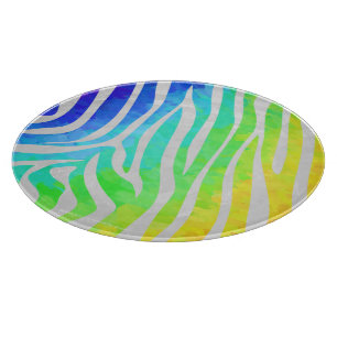 Zebra Rainbow and White Print Cutting Board