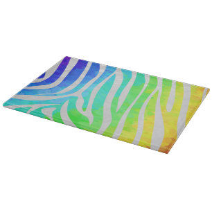 Zebra Rainbow and White Print Cutting Board