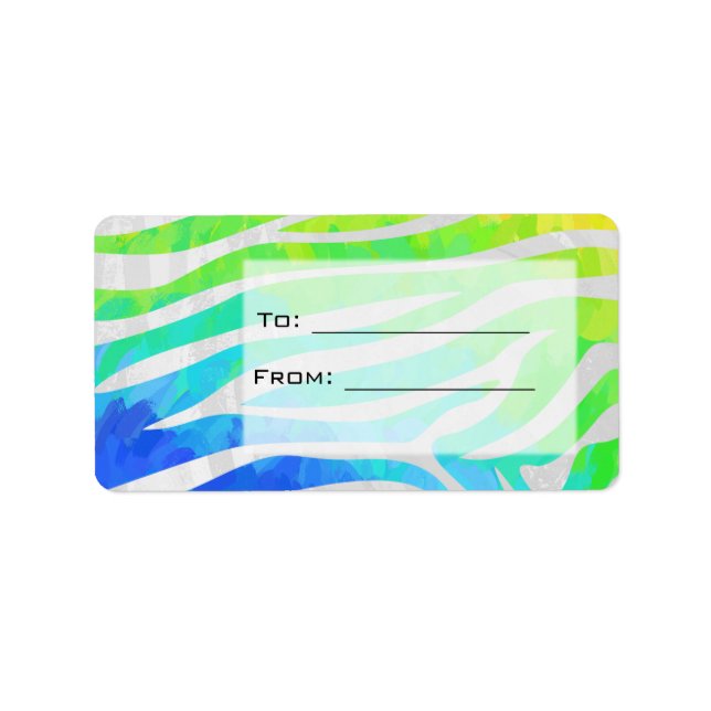 Zebra Rainbow and White Print Label (Front)